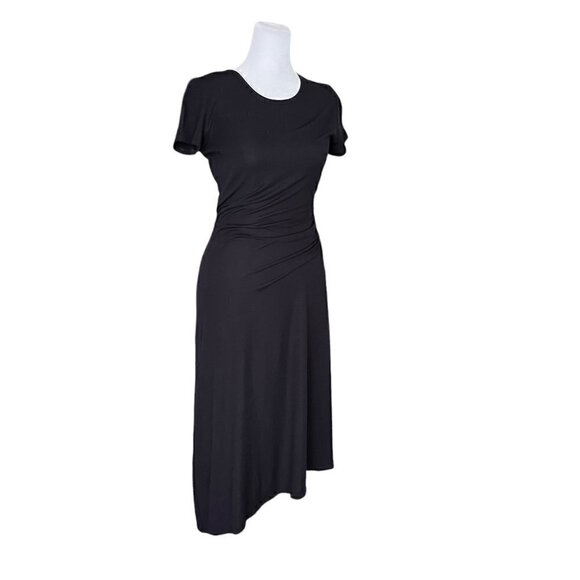 Theory Navy Blue Jilaena Side Ruched Jersey Midi Dress Size Small - Picture 3 of 9